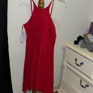 Red lace dress